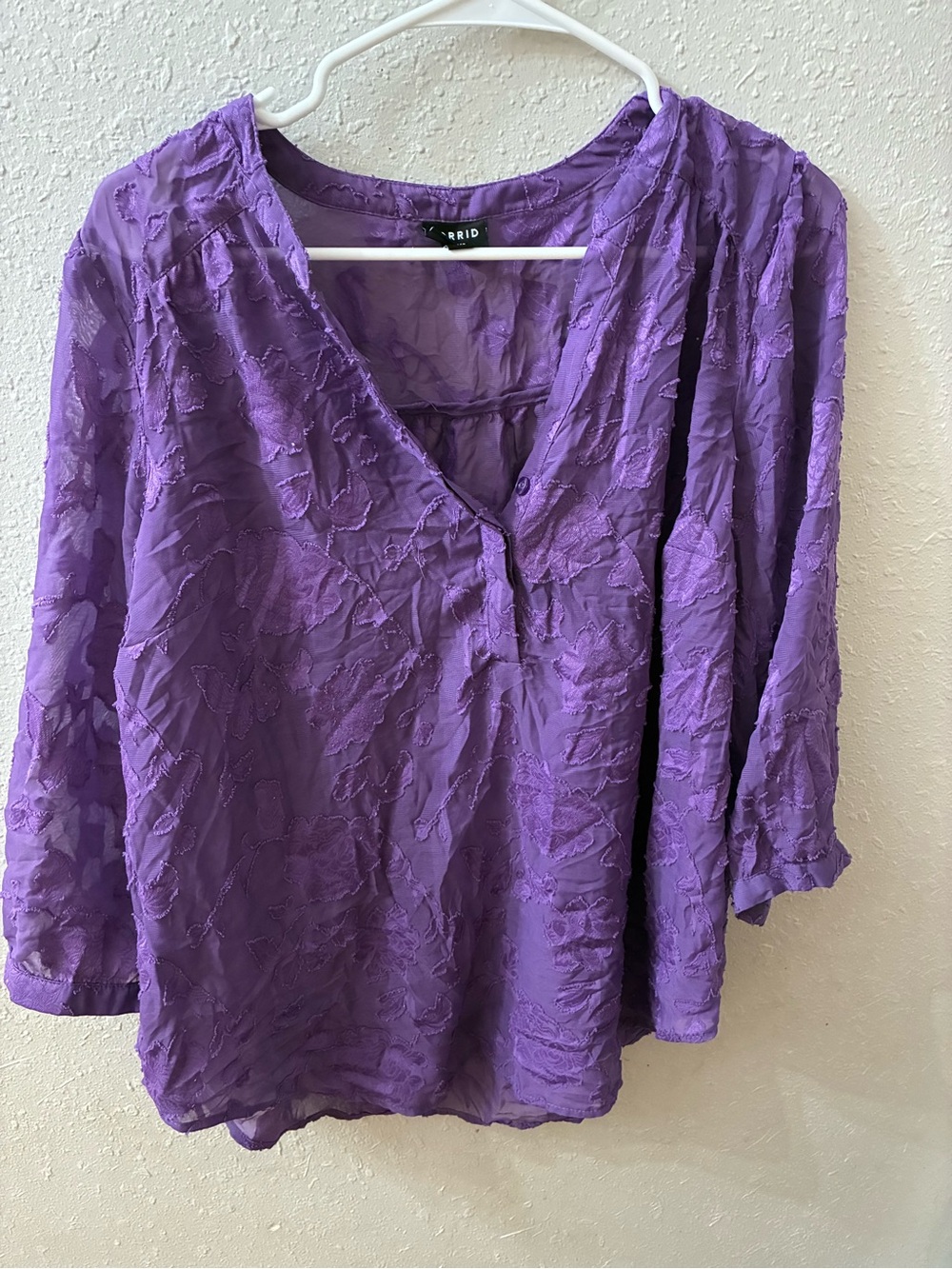 Torrid Harper Purple Textured V-Neck Women's Blouse